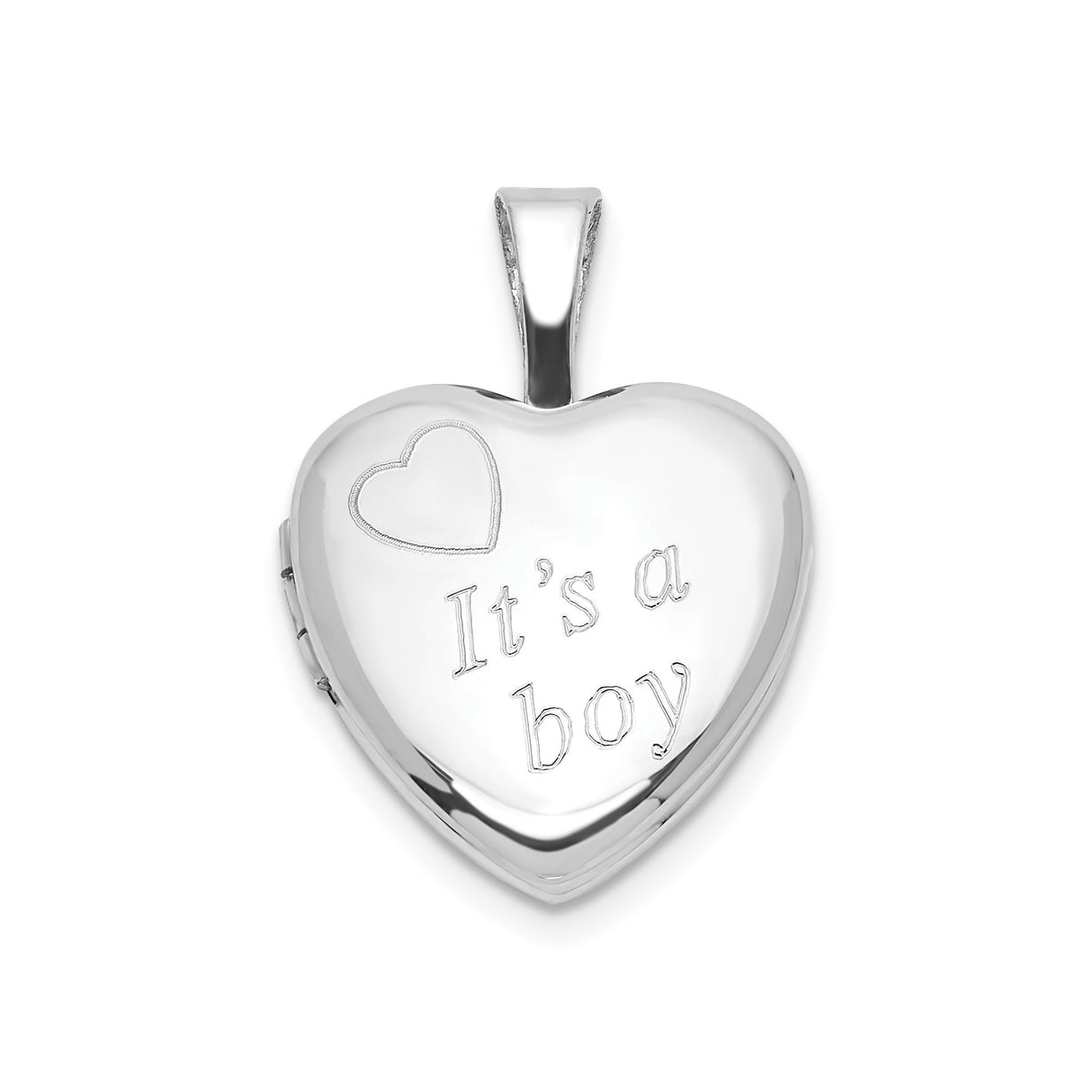 Sterling Silver Heart Locket Pendant, Its a Boy Motherhood Keepsake Jewelry