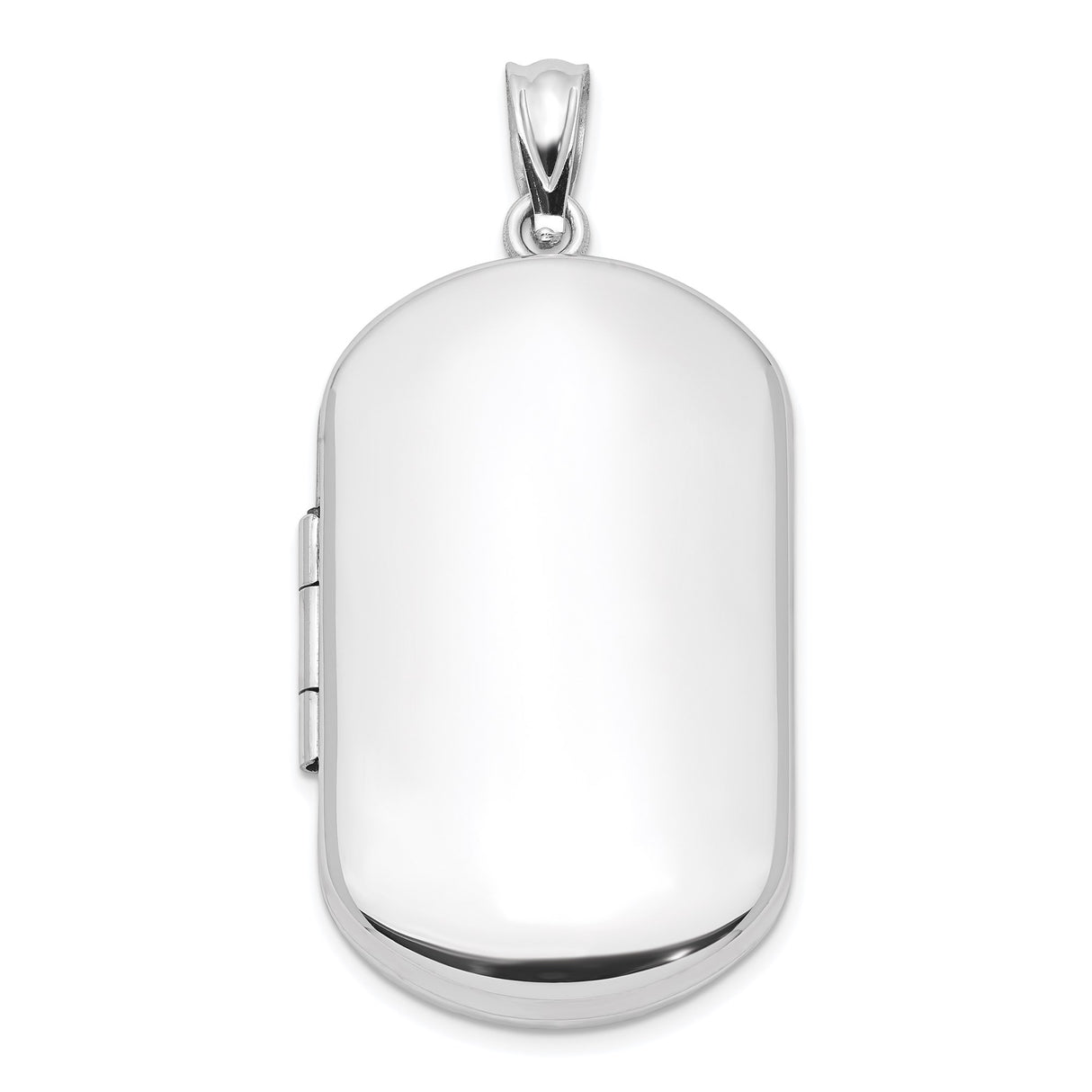 Sterling Silver Oval Locket Pendant, Polished Finish, Hinged Photo Holder, Engraving-Ready Keepsake