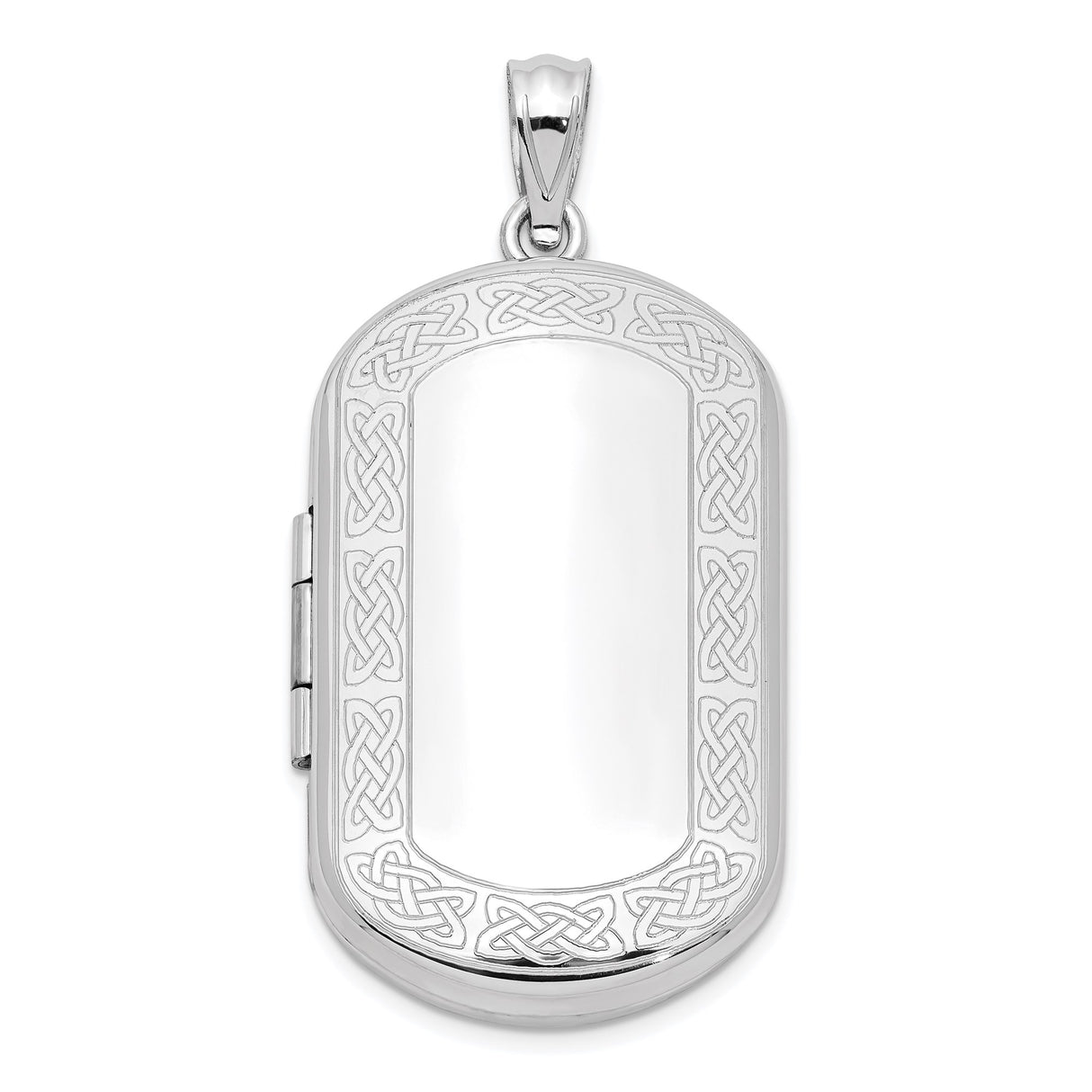 Sterling Silver Celtic Locket Pendant with Knotwork Border and Eternity Symbol