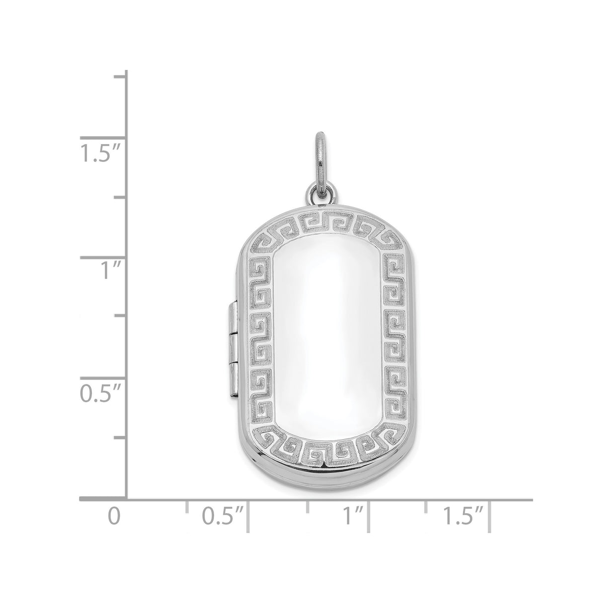 Sterling Silver Locket Pendant with Greek Key Border, Polished Rectangular Design