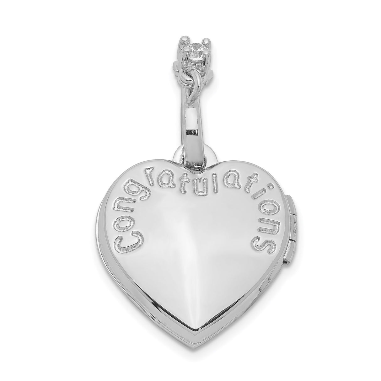 Sterling Silver Heart Locket Pendant with Cubic Zirconia, Sweet Sixteen Birthday Charm