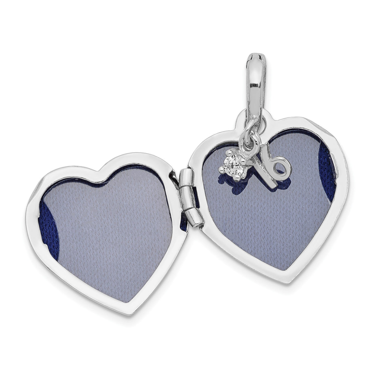 Sterling Silver Heart Locket Pendant with Cubic Zirconia, Sweet Sixteen Birthday Charm