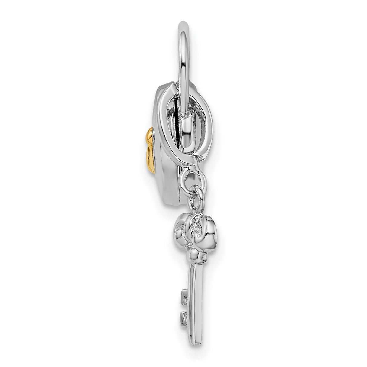 Sterling Silver Heart Lock and Key Pendant, Two-Tone Love and Trust Symbol for Women