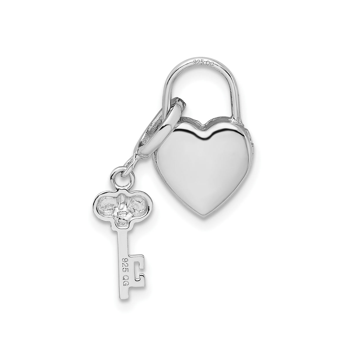 Sterling Silver Heart Lock and Key Pendant, Two-Tone Love and Trust Symbol for Women