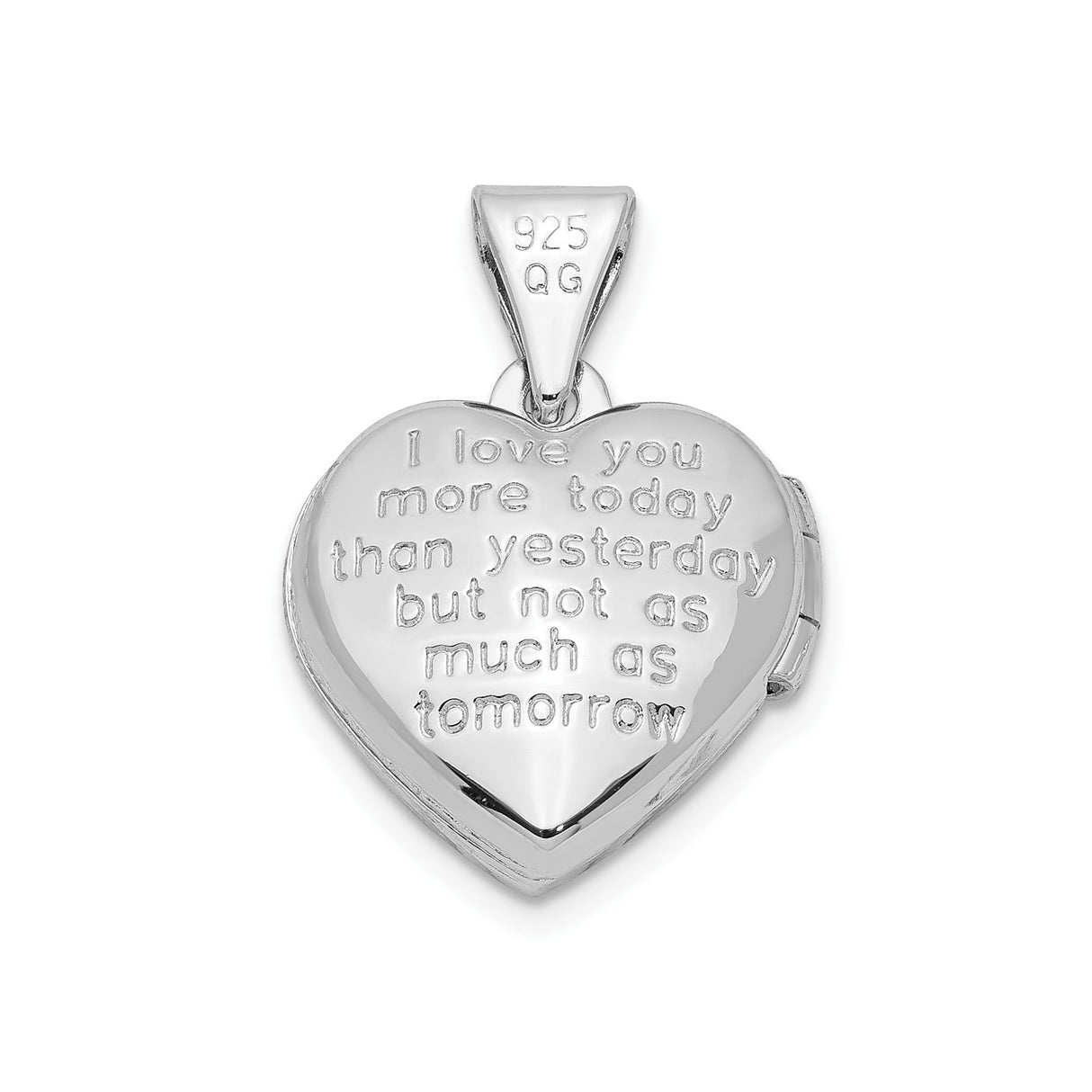 Sterling Silver Heart Locket with Diamond, Love Engraving and Flower Design for Women