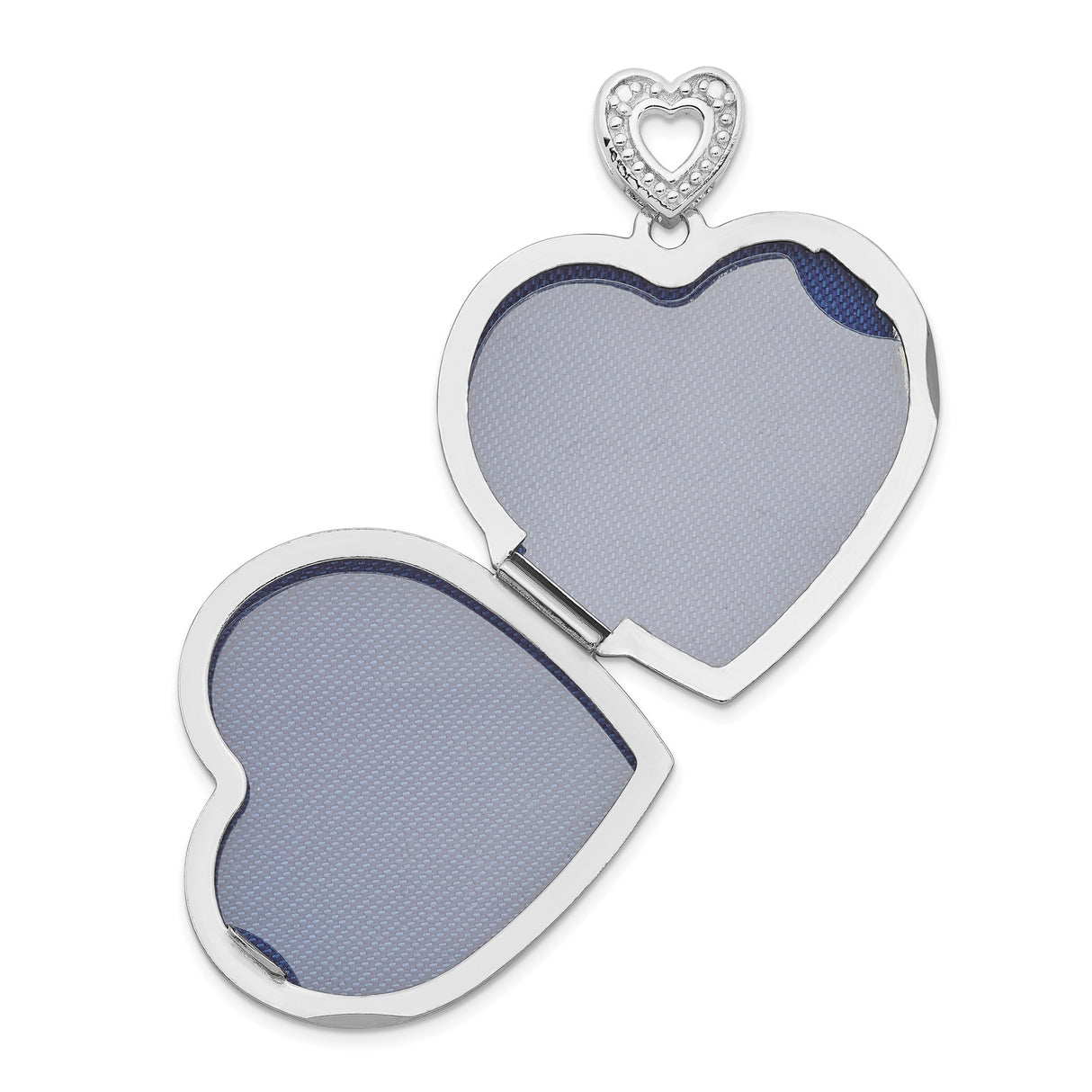Sterling Silver Heart Locket Pendant with Diamond, Blue Enamel and Filigree Detailing