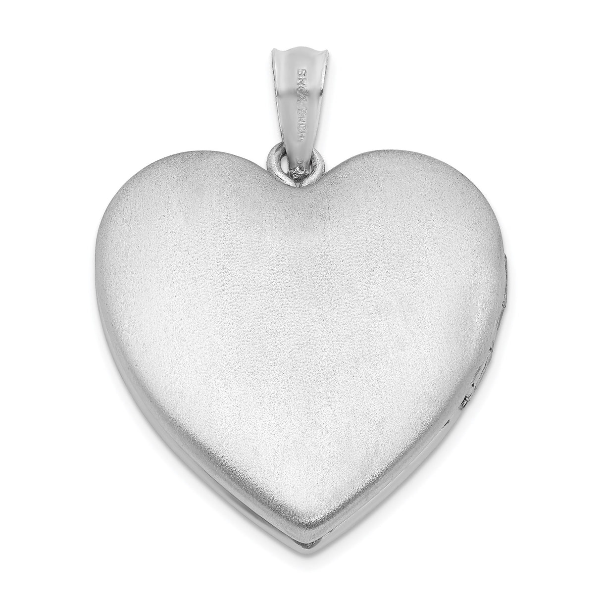 Sterling Silver Heart Locket Pendant with Brushed Center and Polished Edge