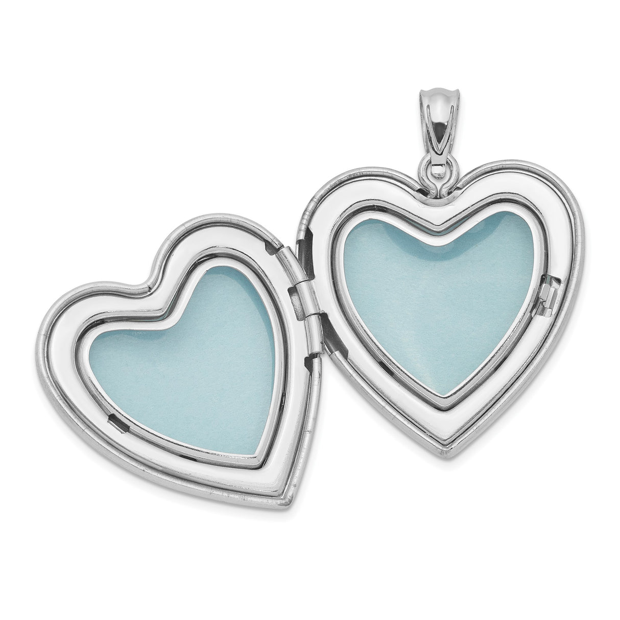 Sterling Silver Heart Locket Pendant with Brushed Center and Polished Edge