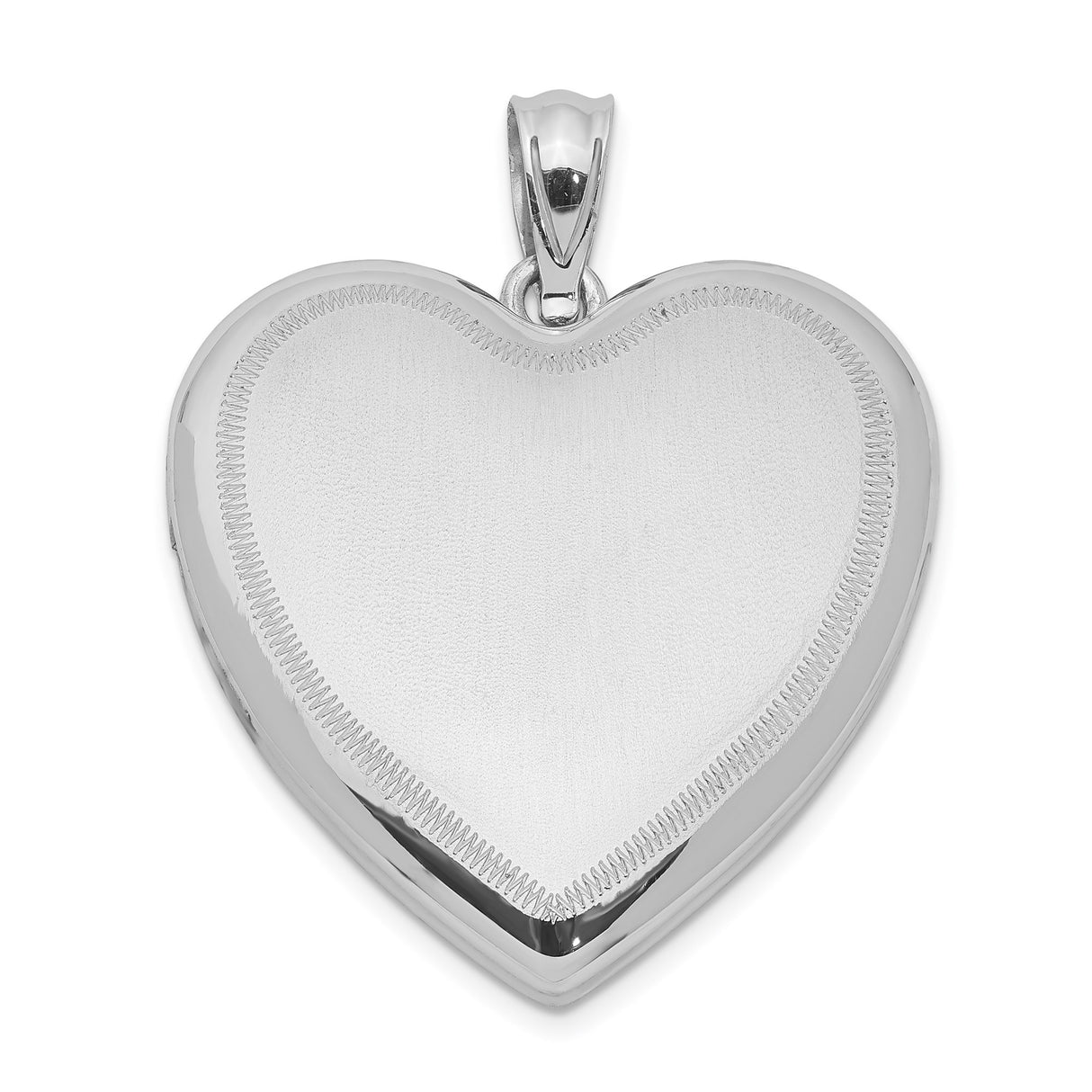 Sterling Silver Heart Locket Pendant with Brushed Center and Polished Edge