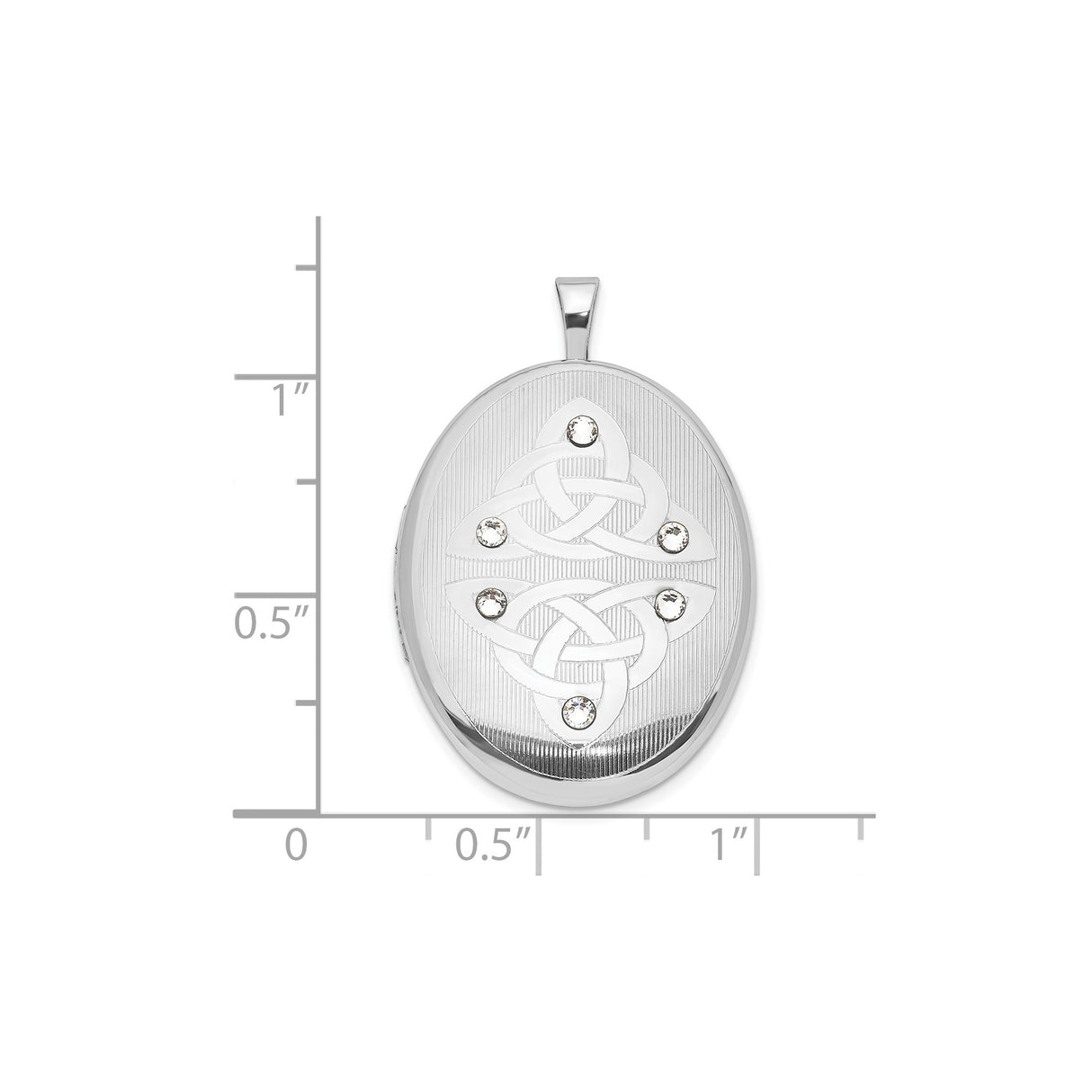 Sterling Silver Oval Locket with Clear Crystal, Celtic Knot Design, Symbolic Unity Pendant for Women