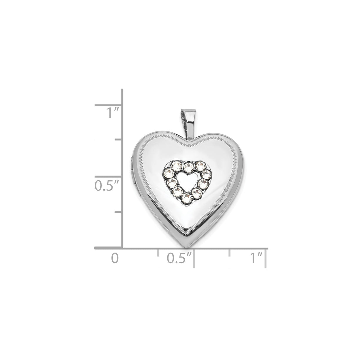 Sterling Silver Heart Locket Pendant with Open Heart Design and Clear Crystals