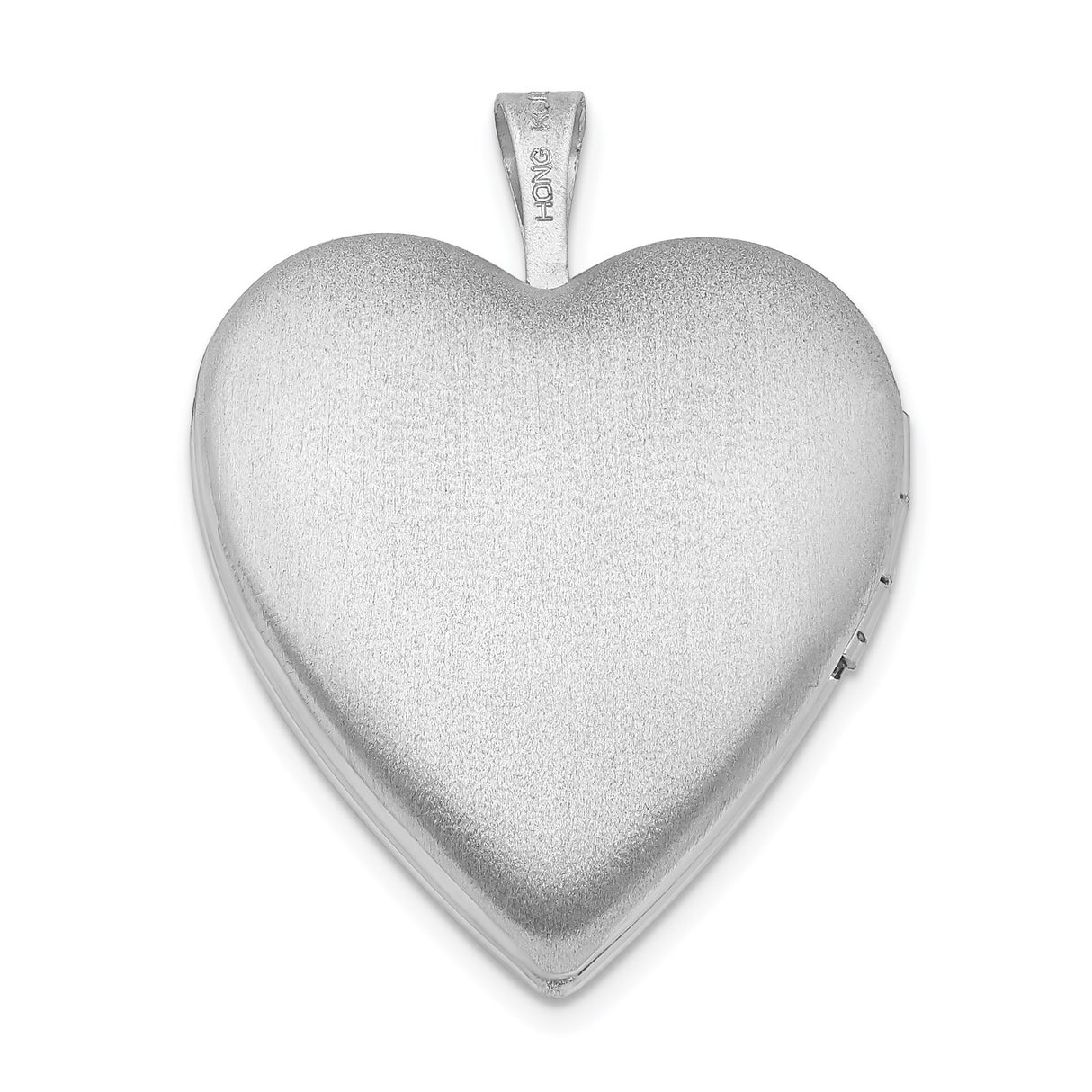 Sterling Silver Heart Locket Pendant with Crystal Accent and Curved Line Engraving