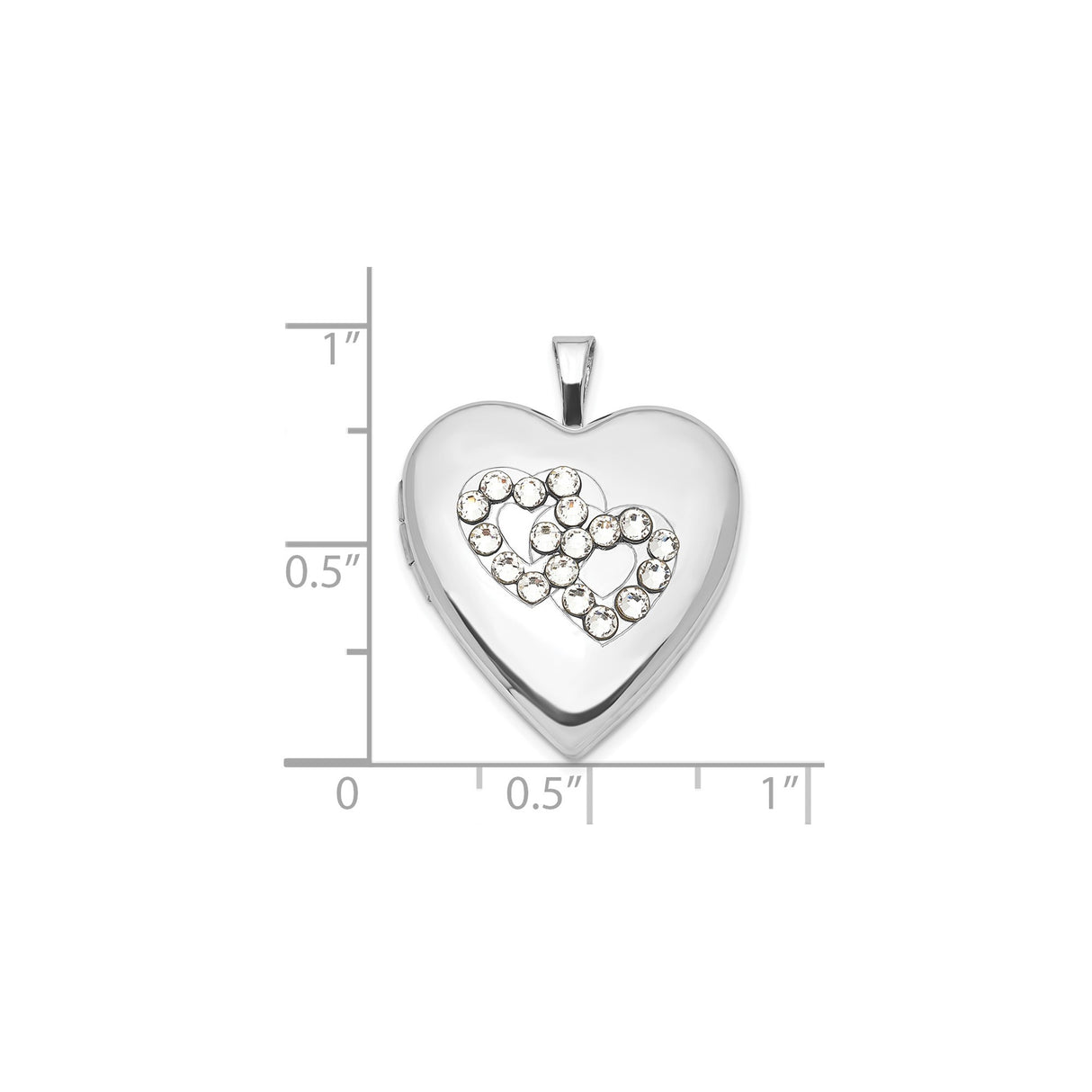 Sterling Silver Heart Locket Pendant with Intertwined Crystal Hearts, Romantic Keepsake Jewelry