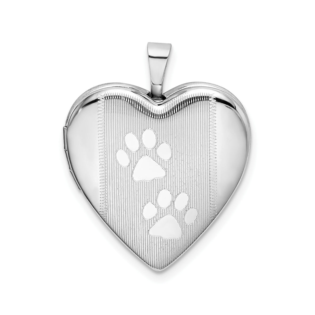 Sterling Silver Heart Locket with Pawprints, Pet Memorial Pendant for Women