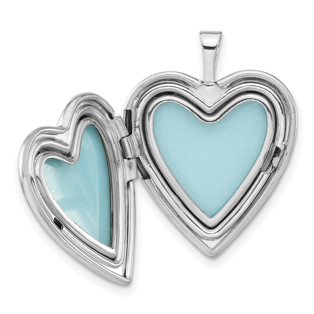 20mm Mi Bautizo Satin and Polished Heart Locket Charm Pendant in Real 925 Sterling Silver