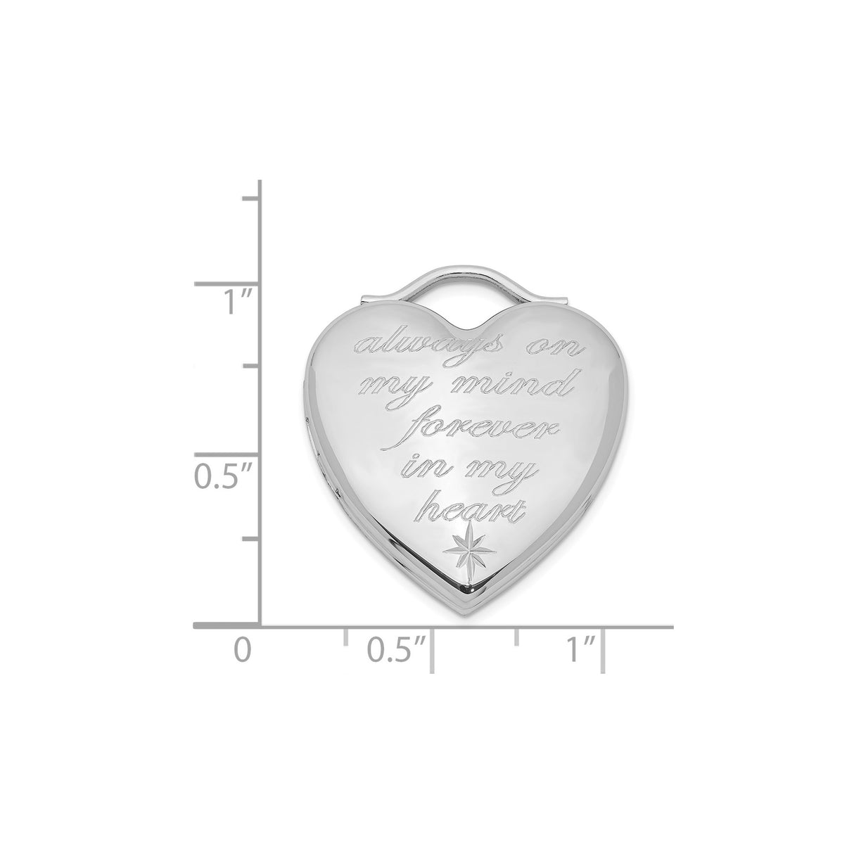 Sterling Silver Heart Shaped Memorial Locket Pendant with Starburst Engraving