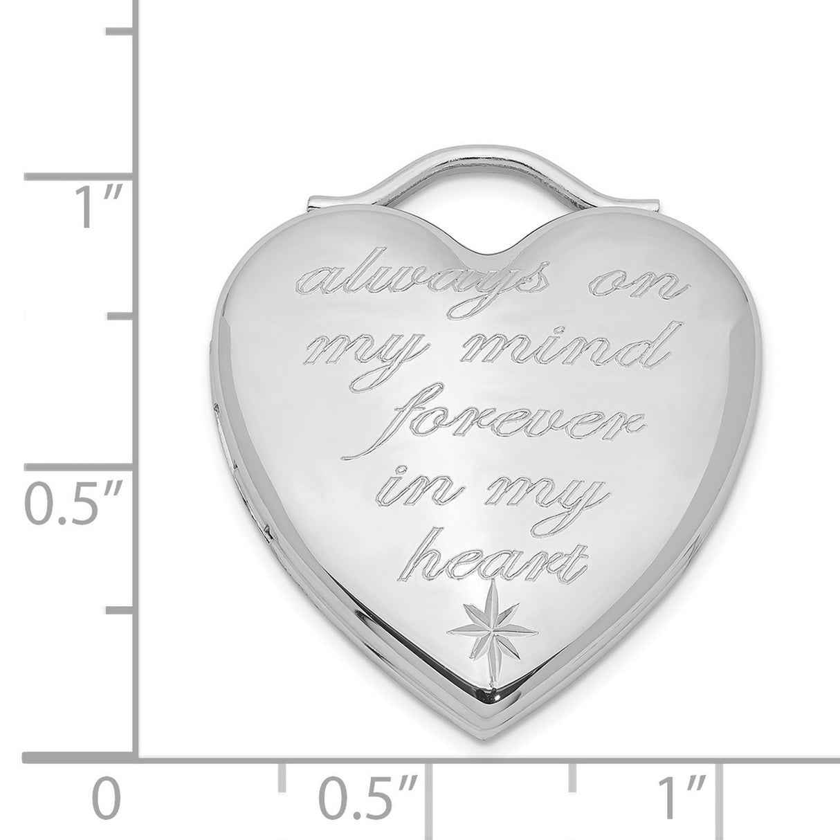 Always On My Mind Forever In My Heart Locket Charm Pendant in Real 925 Sterling Silver
