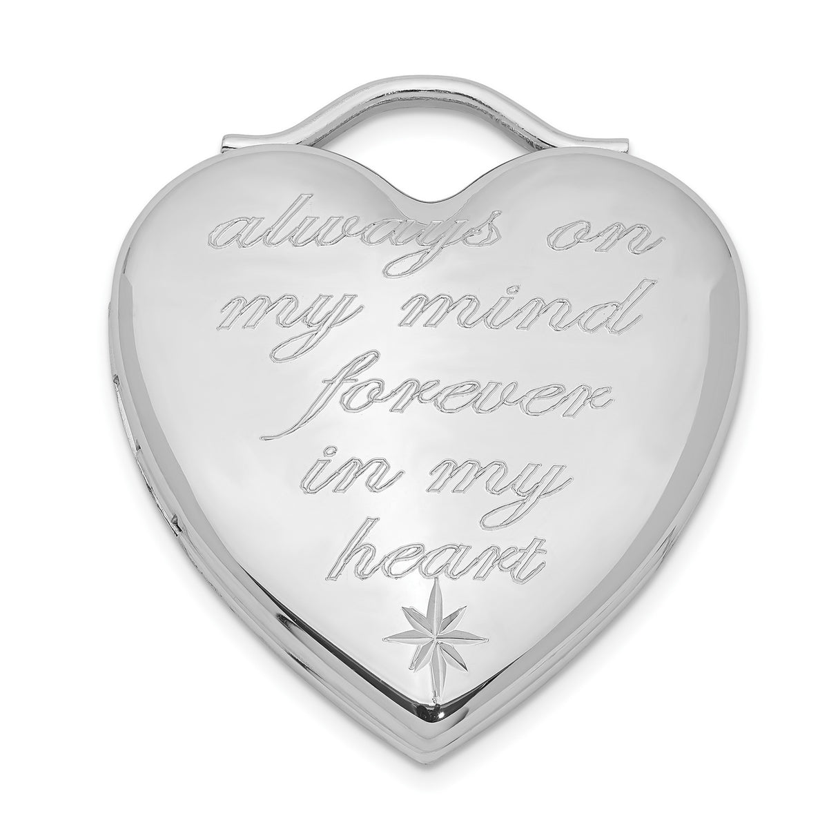 Always On My Mind Forever In My Heart Locket Charm Pendant in Real 925 Sterling Silver