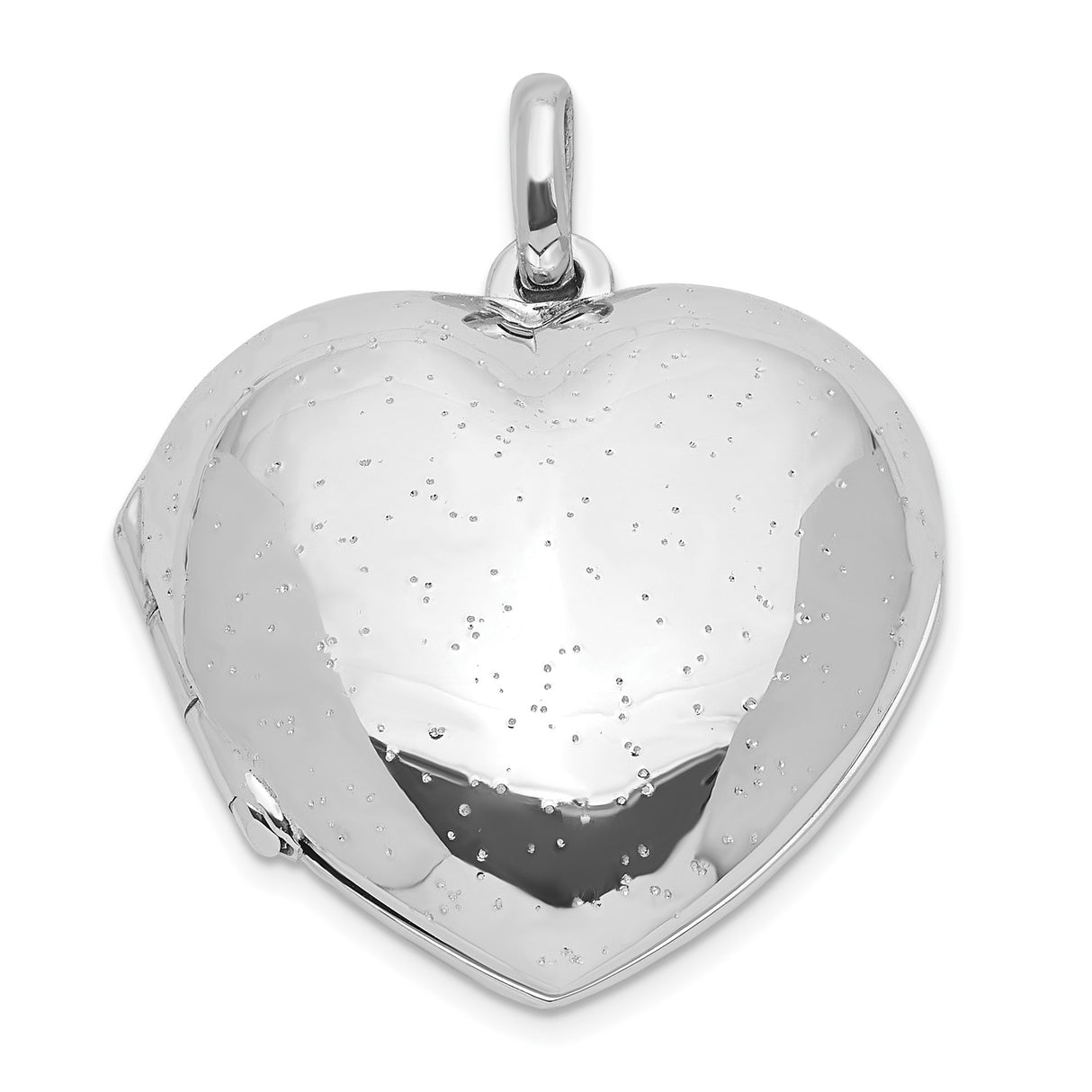 Sterling Silver Heart Locket Pendant with Polished Finish and Subtle Texture for Women