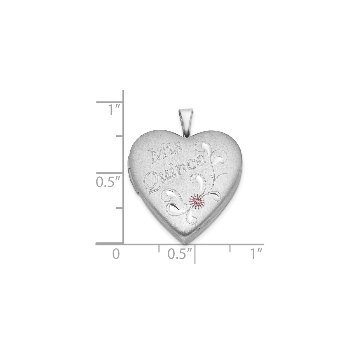 Sterling Silver Heart Locket Pendant with Floral Engraving, Quinceañera Jewelry