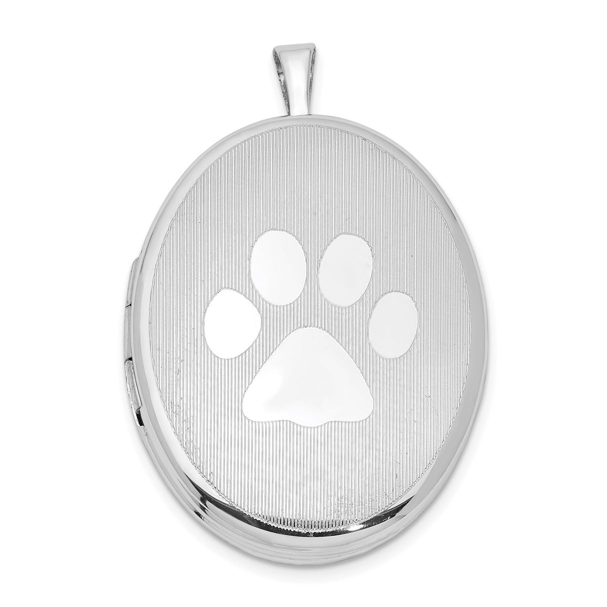 Sterling Silver Oval Paw Locket Pendant, Pet Memorial Keepsake Jewelry for Women