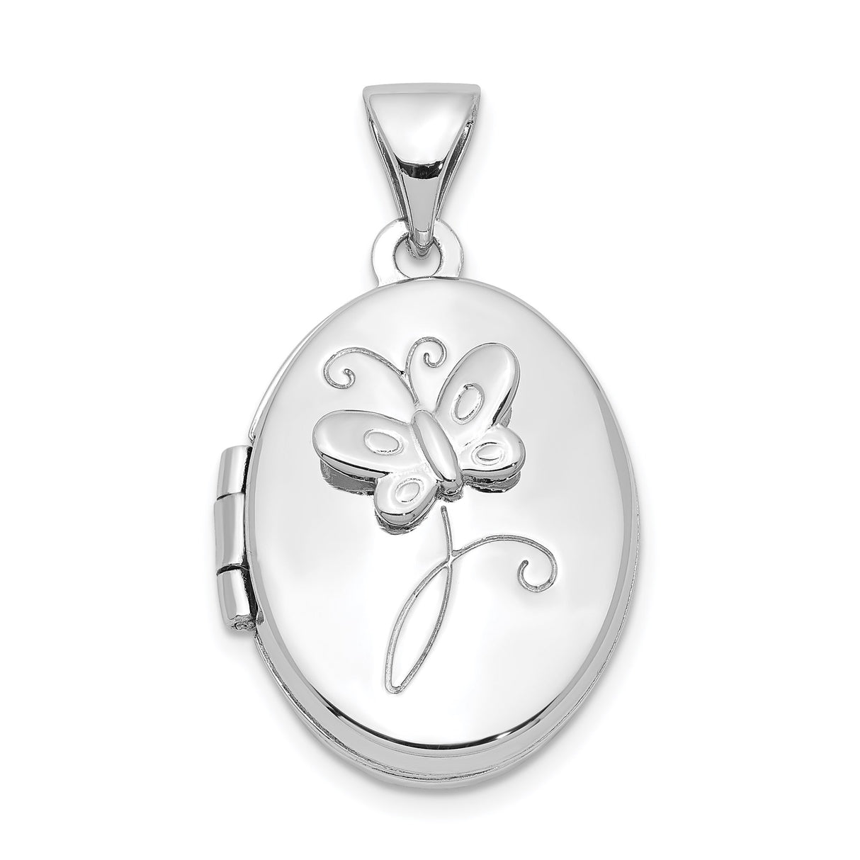 Sterling Silver Butterfly Locket Pendant with Oval Design, Nature-Inspired Keepsake for Women