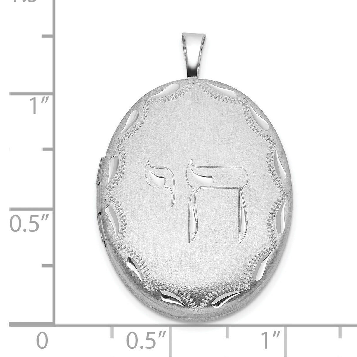 Chai Life Symbol On Satin Finish Oval Locket Charm Pendant in Real 925 Sterling Silver