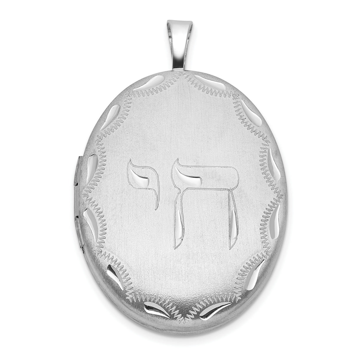 Chai Life Symbol On Satin Finish Oval Locket Charm Pendant in Real 925 Sterling Silver