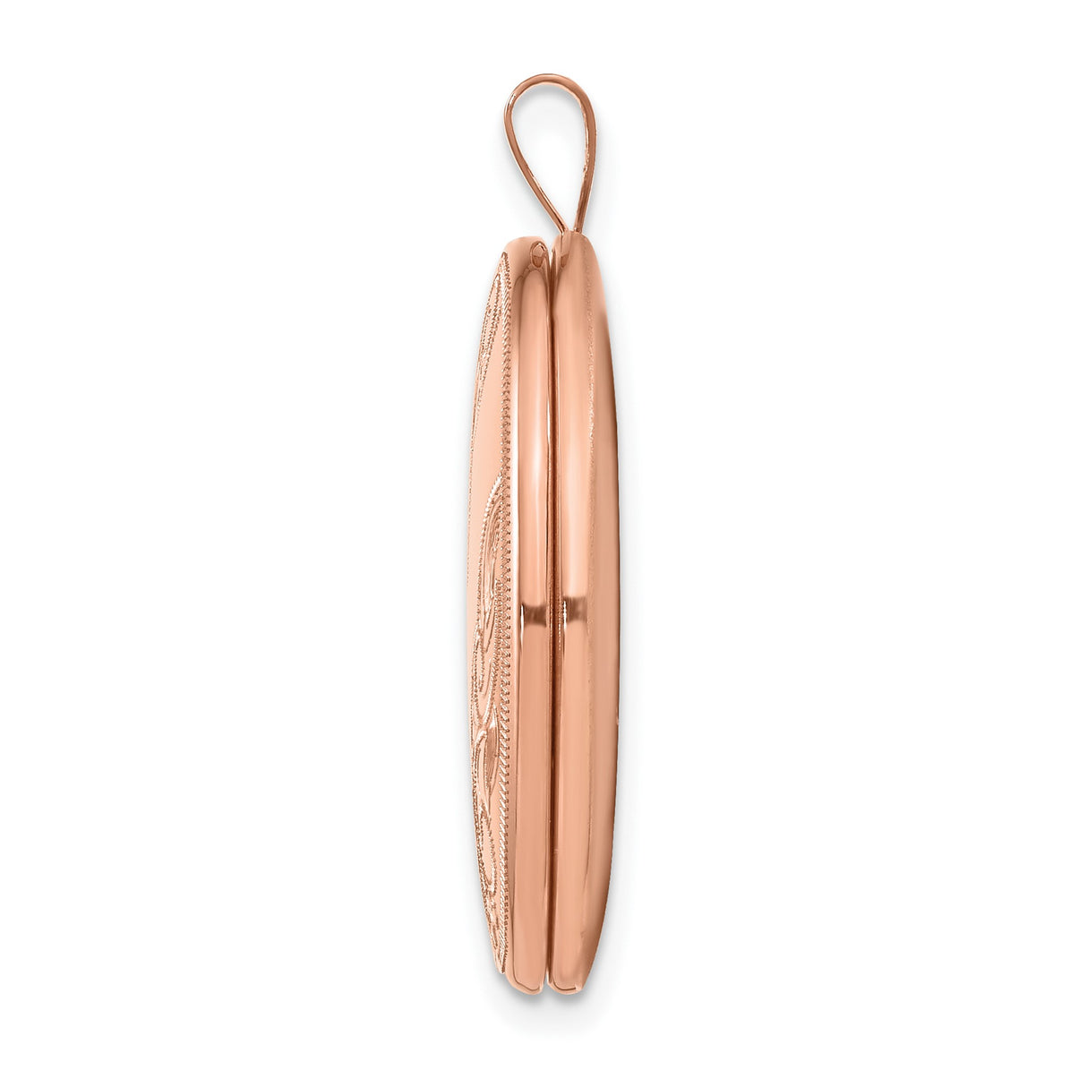 Sterling Silver Rose Gold-Plated Oval Locket Pendant with Floral Scroll Engraving, Vintage Keepsake