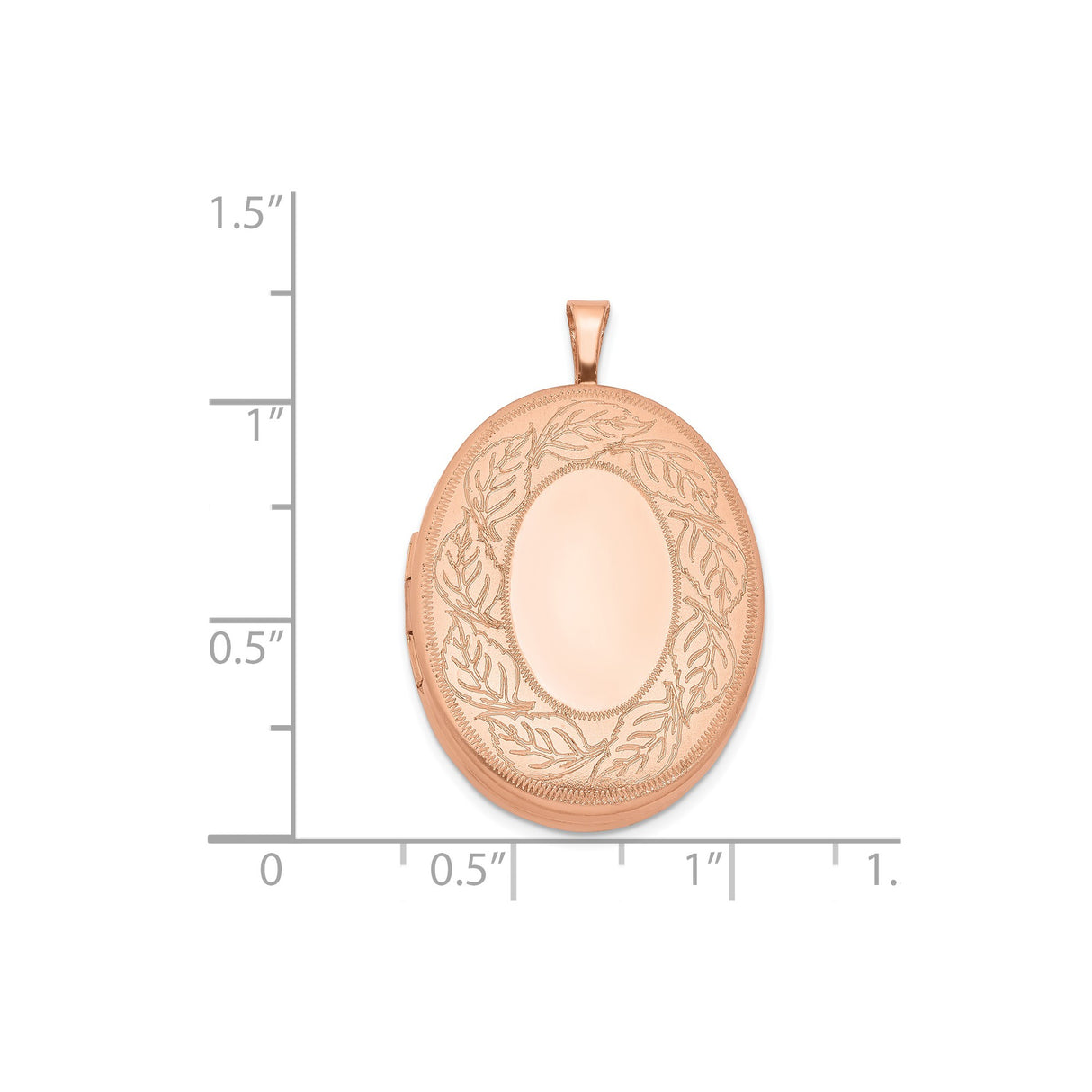 Sterling Silver Oval Locket Pendant with Laurel Wreath Engraving, Rose Gold Plated Finish