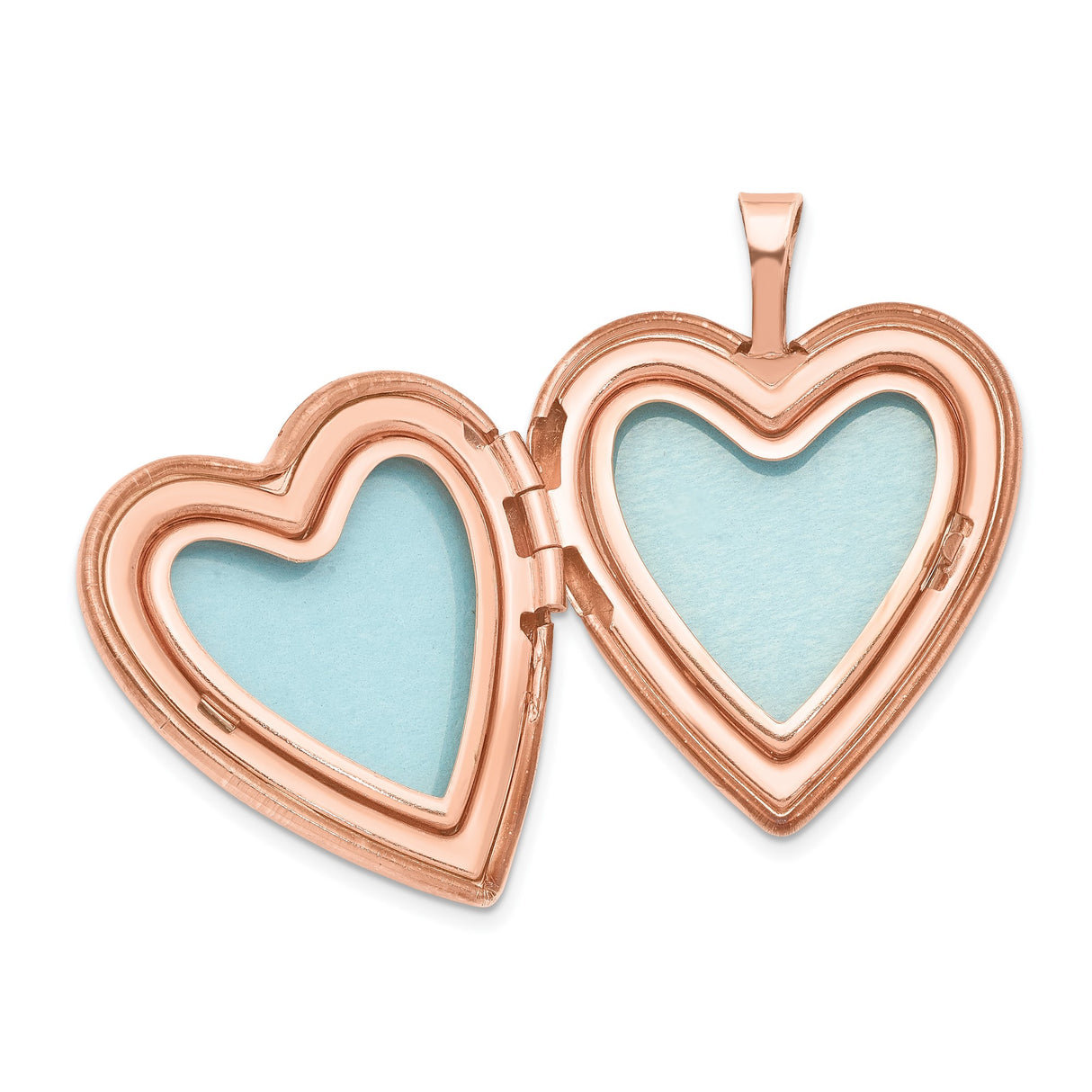 Sterling Silver Heart Shaped Locket with Rose Gold Plating, Double Hearts and Ribbon Motif