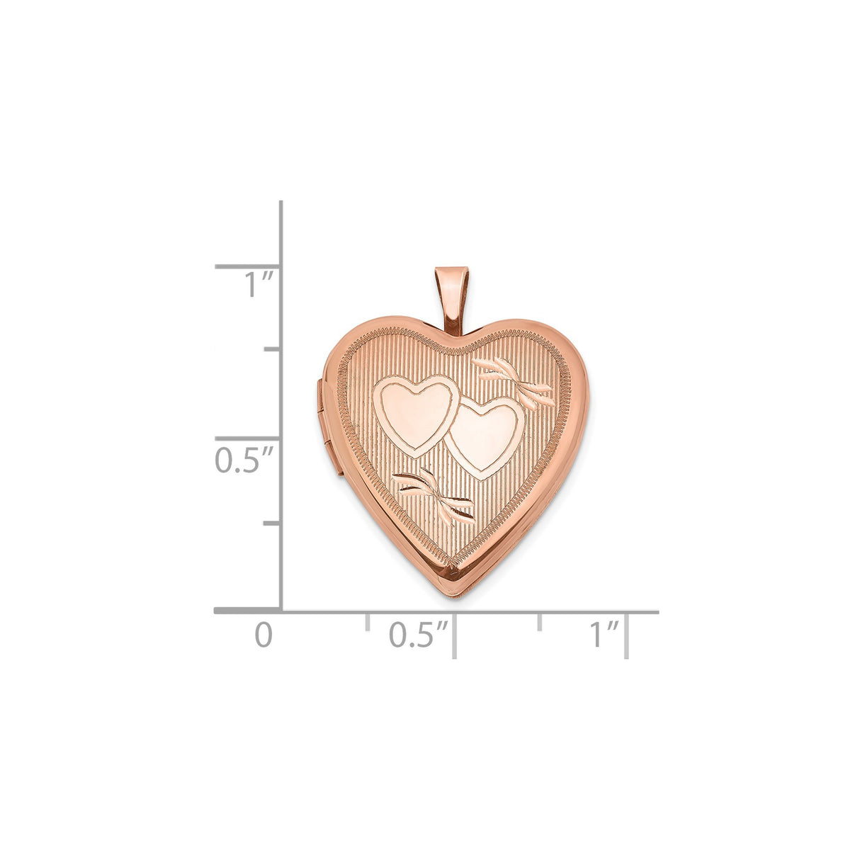 Sterling Silver Heart Shaped Locket with Rose Gold Plating, Double Hearts and Ribbon Motif