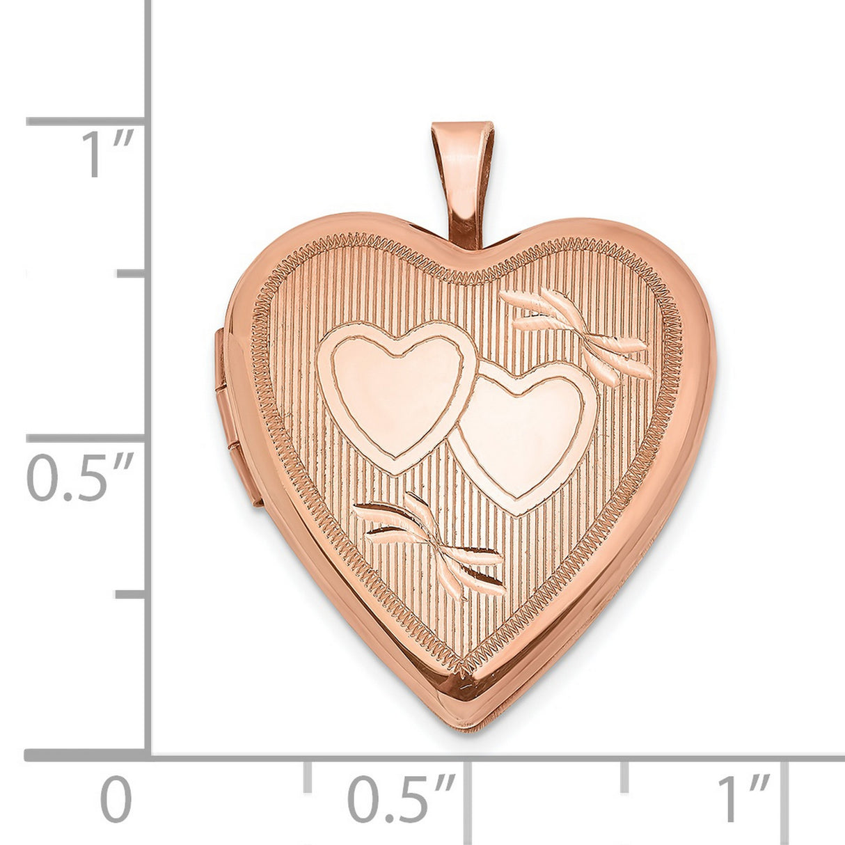 20mm Double Hearts Heart Locket Charm Pendant in Real 925 Sterling Silver