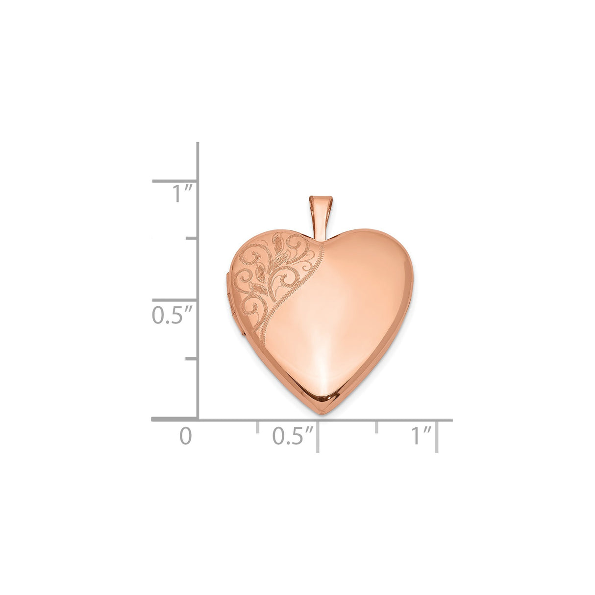 Sterling Silver Heart Locket Pendant with Rose Gold Plating, Floral Engraving, Romantic Keepsake