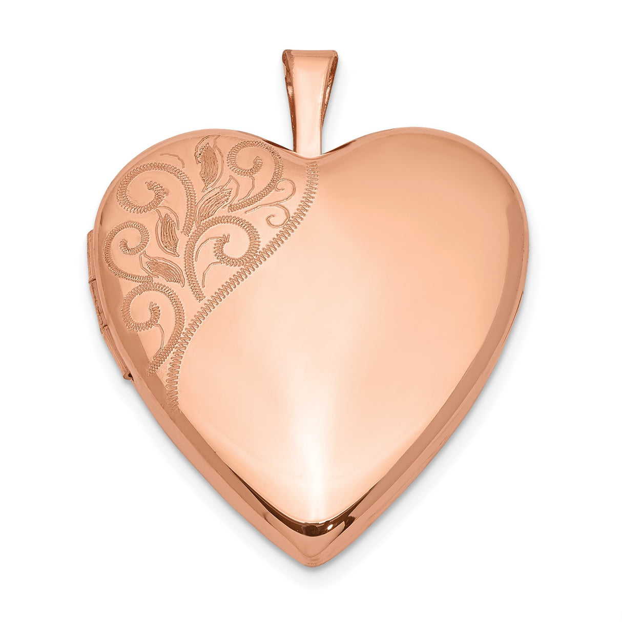 Sterling Silver Heart Locket Pendant with Rose Gold Plating, Floral Engraving, Romantic Keepsake