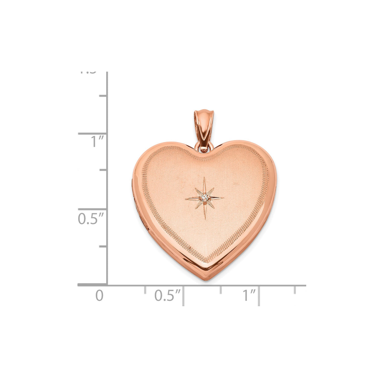Sterling Silver Heart Locket Pendant with Diamond, Rose Gold Finish and Starburst Design