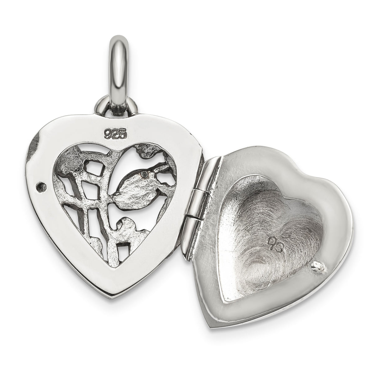 Sterling Silver Heart Locket Pendant with Floral and Vine Motif, Vintage Inspired