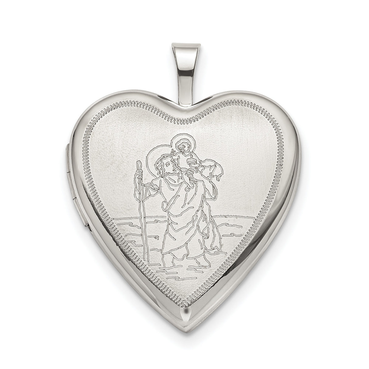 20mm Saint Christopher Heart Locket Charm Pendant in Real 925 Sterling Silver