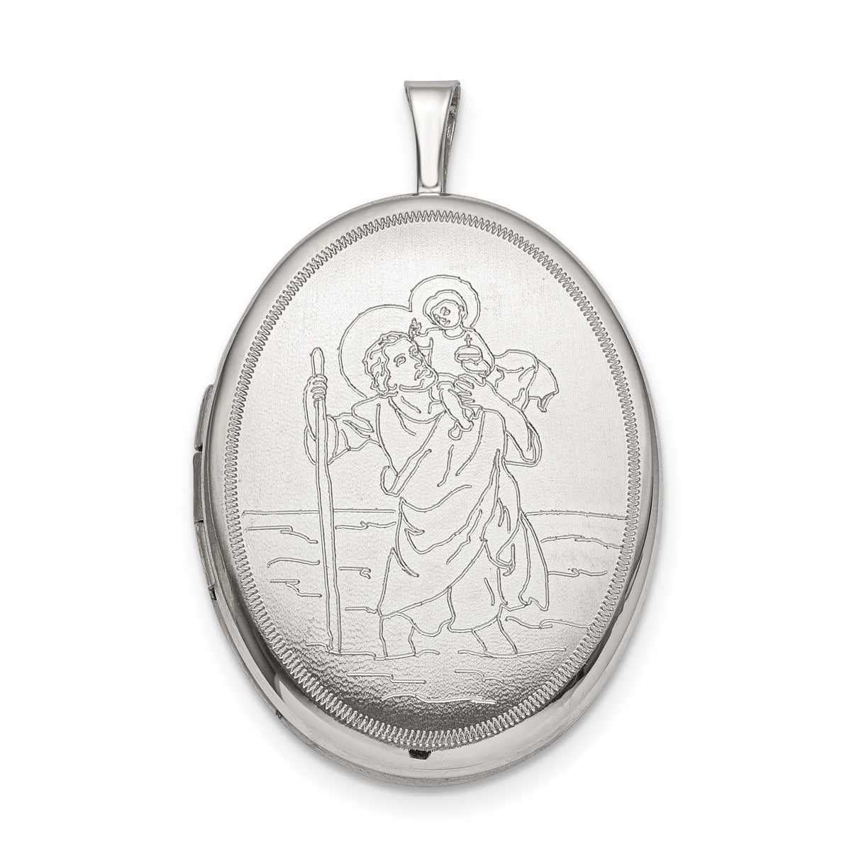 20mm Saint Christopher Oval Locket Charm Pendant in Real 925 Sterling Silver