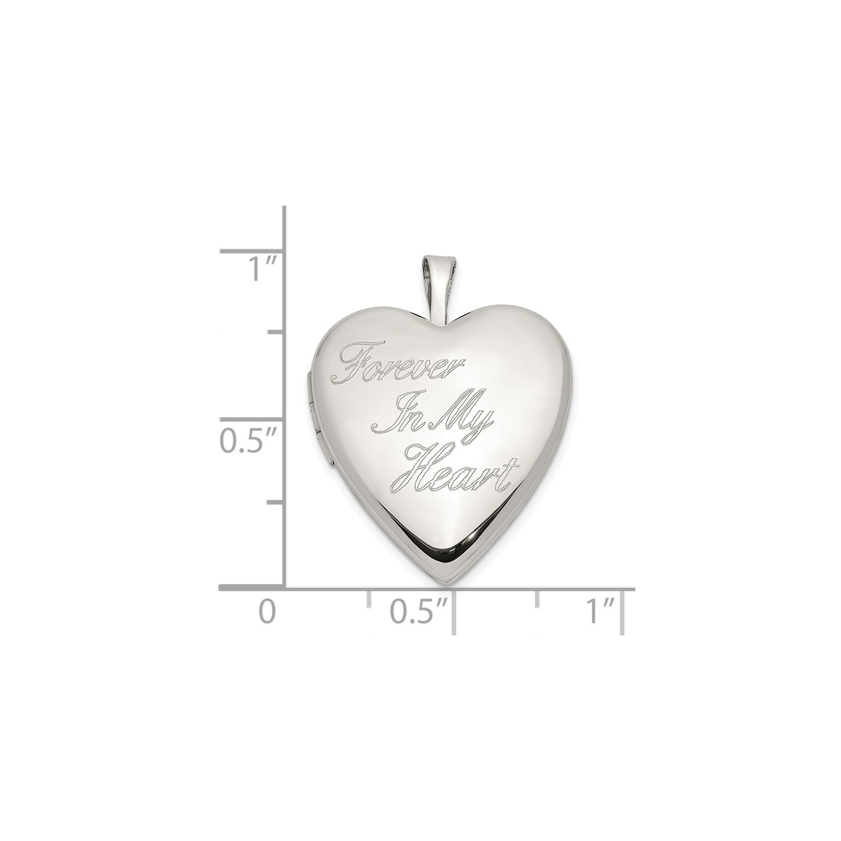 Sterling Silver Heart Shaped Locket Pendant with Forever In My Heart Memorial Design