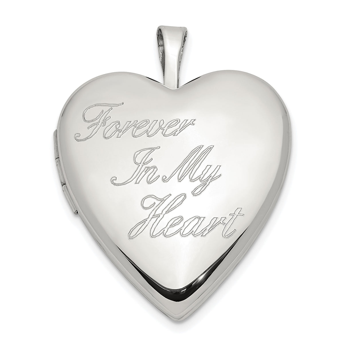 Sterling Silver Heart Shaped Locket Pendant with Forever In My Heart Memorial Design