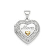 Sterling Silver Heart Locket Pendant with Crystal Accents and Gold Tone Heart, Mom Keepsake Jewelry