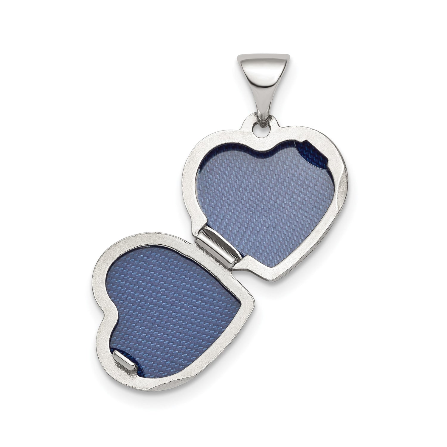 Sterling Silver Heart Shaped Mom Locket Pendant with Gold Tone Floral Accents