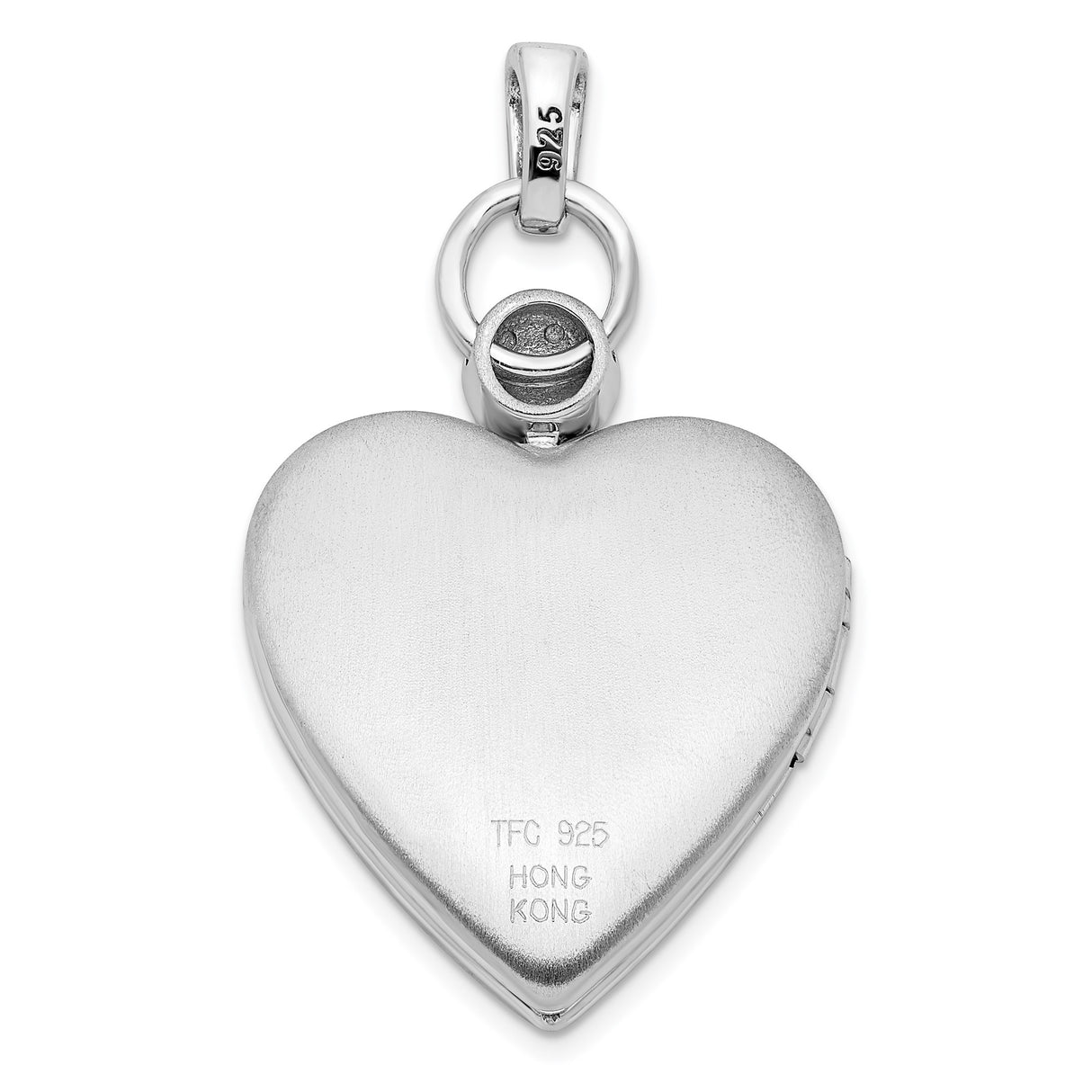 Sterling Silver Heart Locket Pendant with Diamond, Floral Scroll and Textured Detailing for Women
