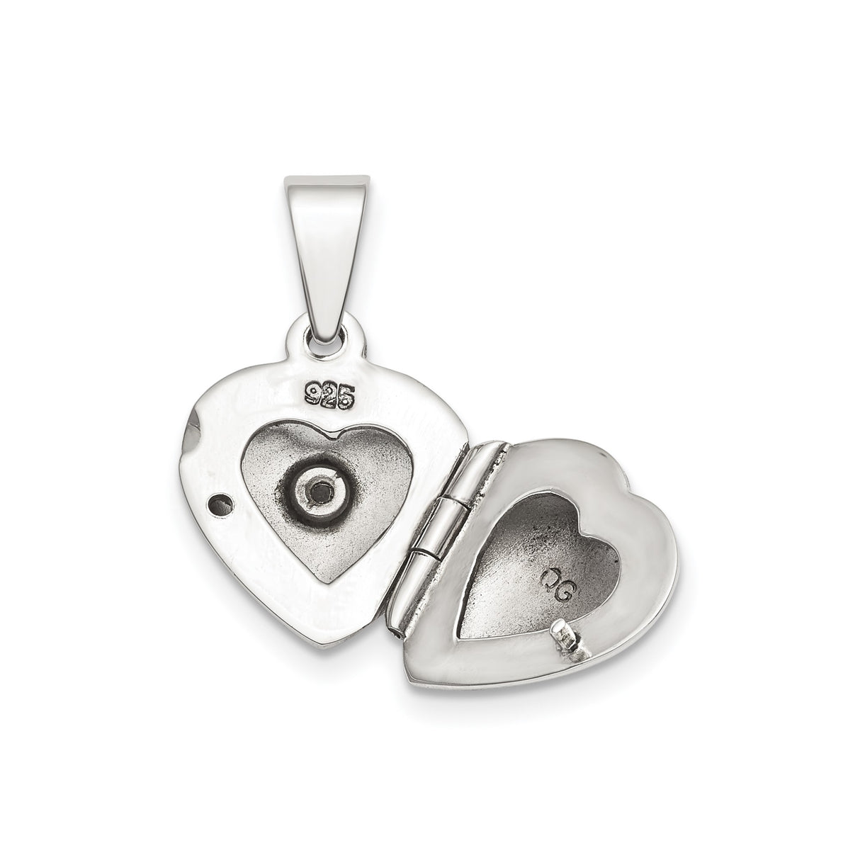 Sterling Silver Heart Locket Pendant with Cubic Zirconia Accent, Romantic Keepsake Jewelry for Women