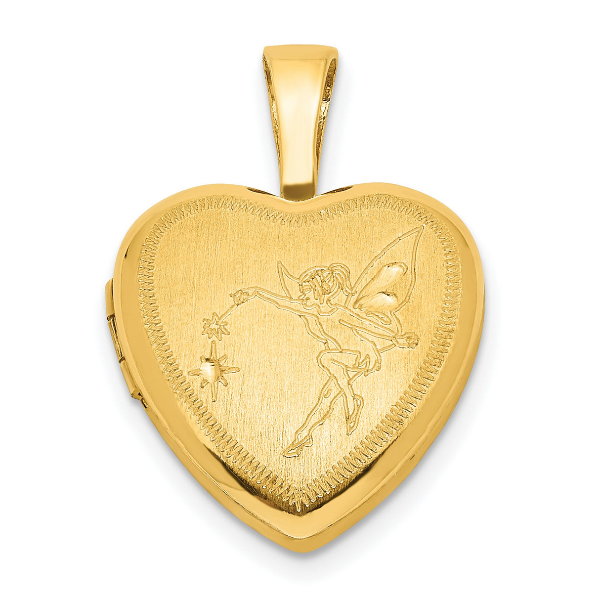 Gold Plated 12mm Fairy Heart Locket Charm Pendant in Real 925 Sterling SIlver