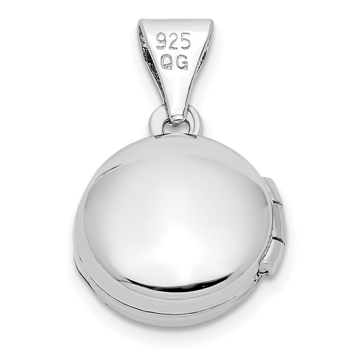 Sterling Silver Round Locket Pendant, Polished Hinged Design, Engravable Jewelry for Women