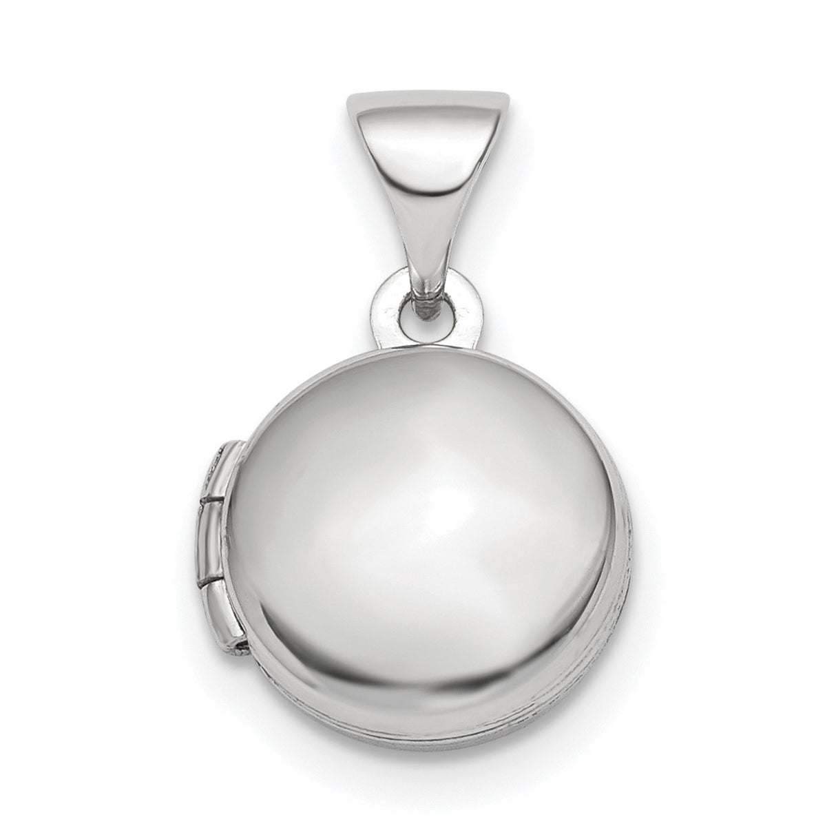 Sterling Silver Round Locket Pendant, Polished Hinged Design, Engravable Jewelry for Women