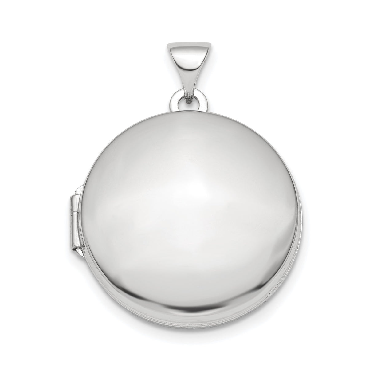 Sterling Silver Round Locket Pendant, High Polish Finish, Openable Photo Holder Design