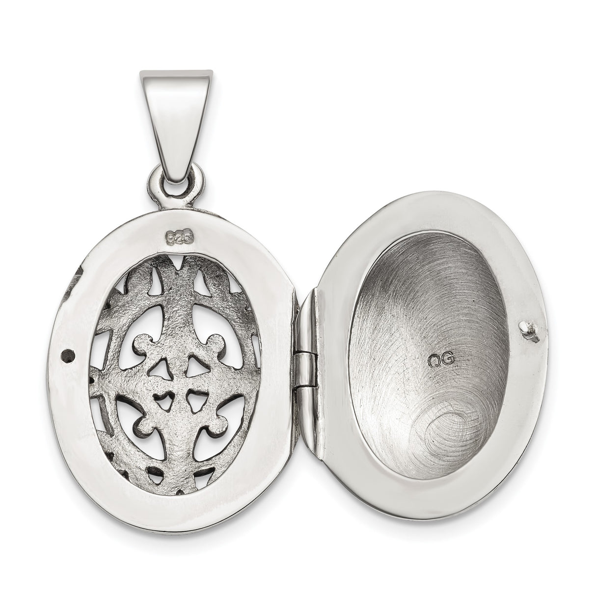 Sterling Silver Oval Locket Pendant with Filigree Floral and Vine Design, Vintage Celtic Style